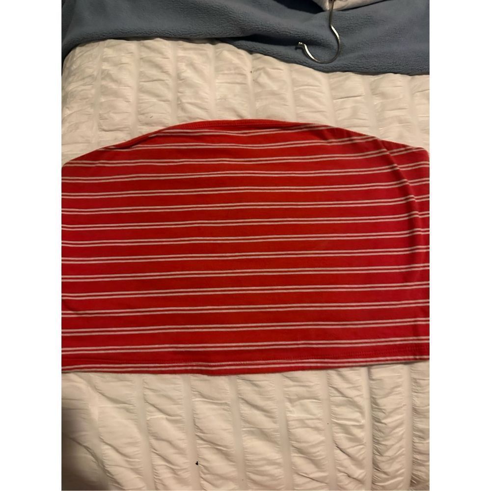 Coral/Orange Tube Top with Stripes - SIZE LARGE